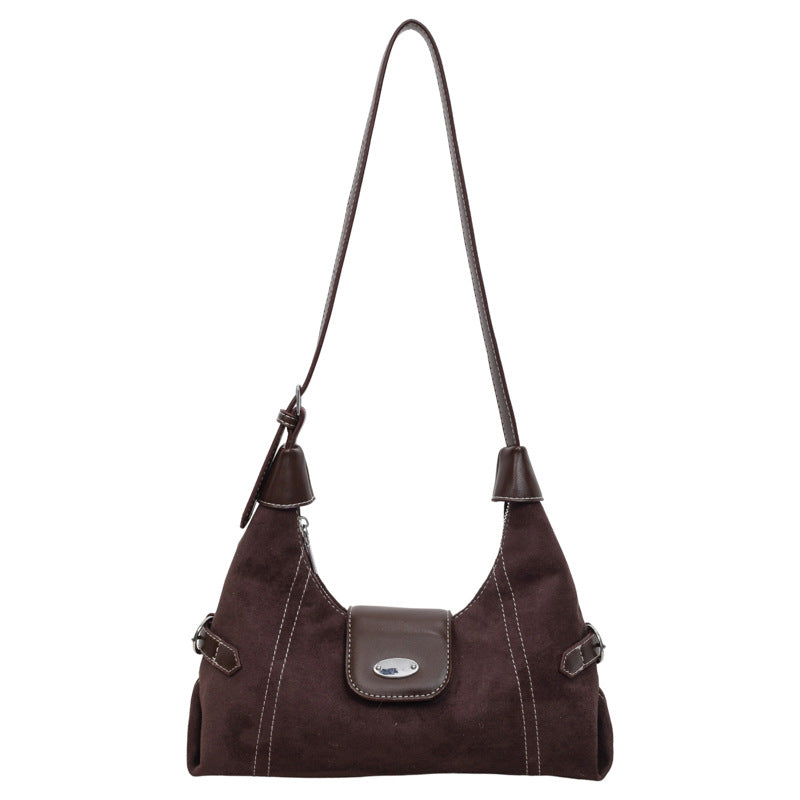 Square Splicing Shoulder Bag In PU Leather Featuring Sewing Thread, Single Shoulder Strap Designed For Autumn