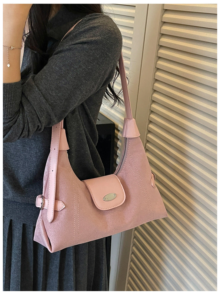 Square Splicing Shoulder Bag In PU Leather Featuring Sewing Thread, Single Shoulder Strap Designed For Autumn