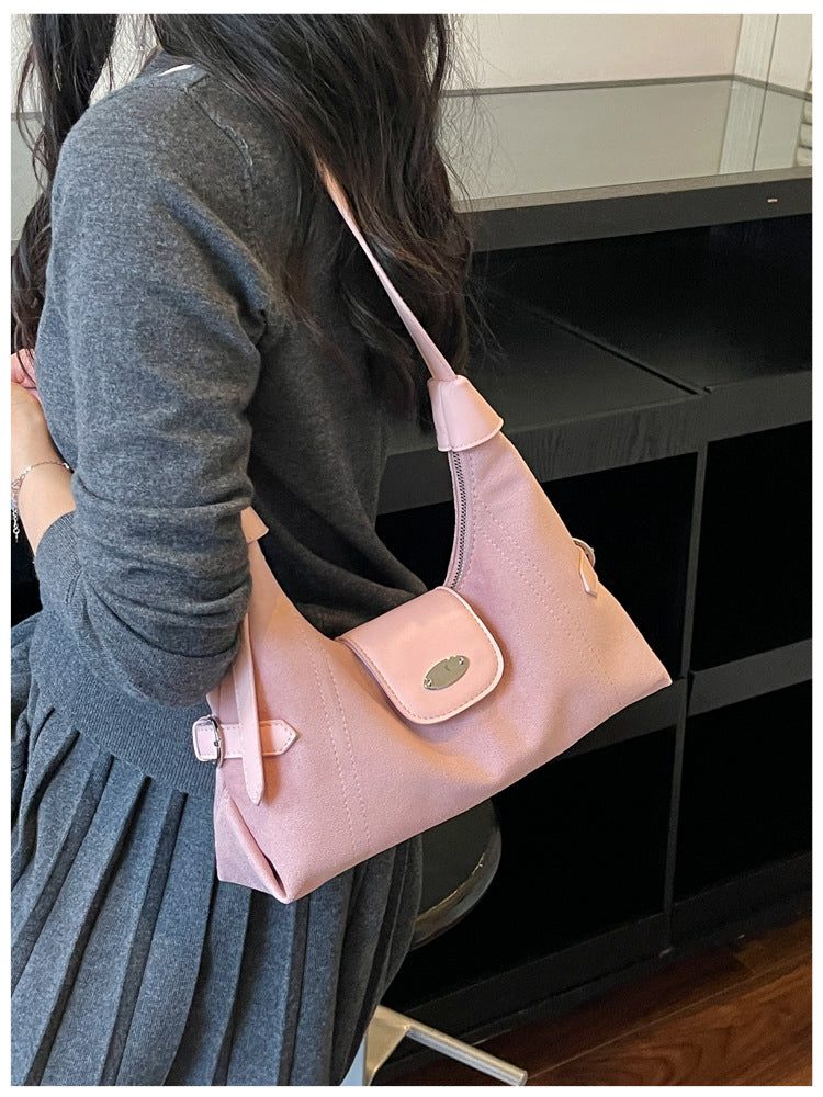 Square Splicing Shoulder Bag In PU Leather Featuring Sewing Thread, Single Shoulder Strap Designed For Autumn