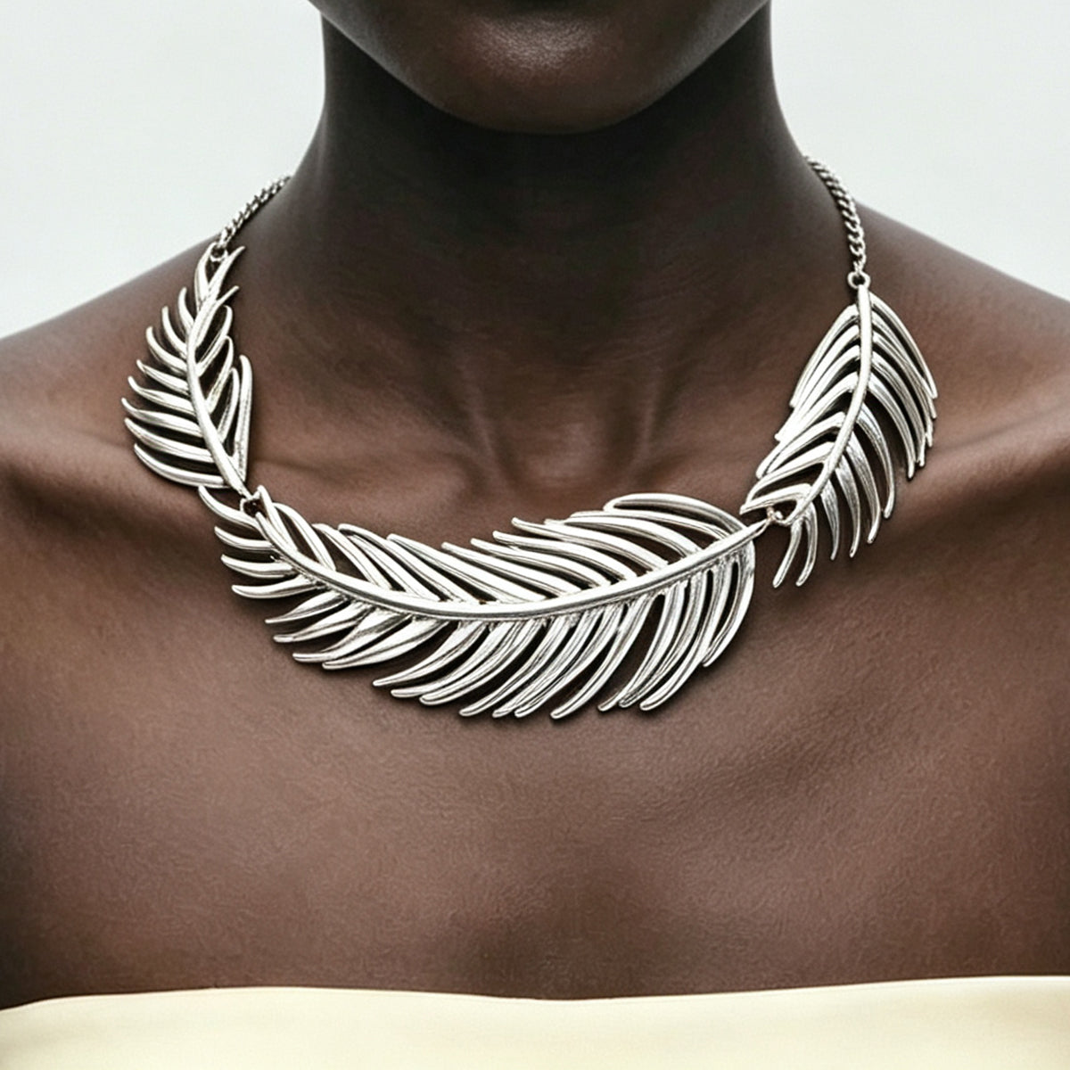 Exaggerated Leaves Necklace For Women With Golden Plated Alloy And Regular Chain