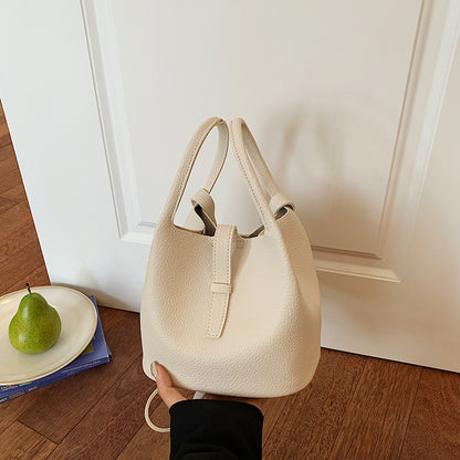 Women’s PU Leather Splicing Bucket Crossbody Bag With Sewing Thread Detail, Perfect For Autumn