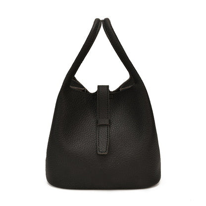 Women’s PU Leather Splicing Bucket Crossbody Bag With Sewing Thread Detail, Perfect For Autumn