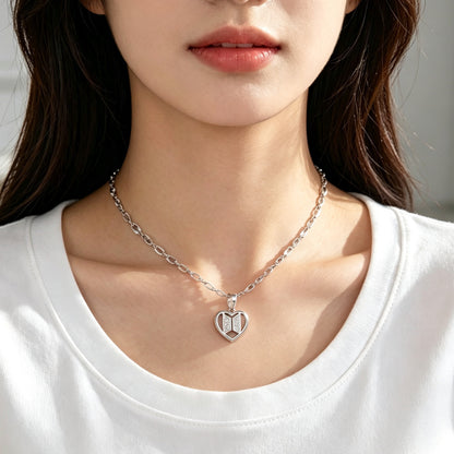 Heart Shape Pendant Necklace In Rose Gold With Electroplated Copper Material, Hip-Hop Style, Unisex Design