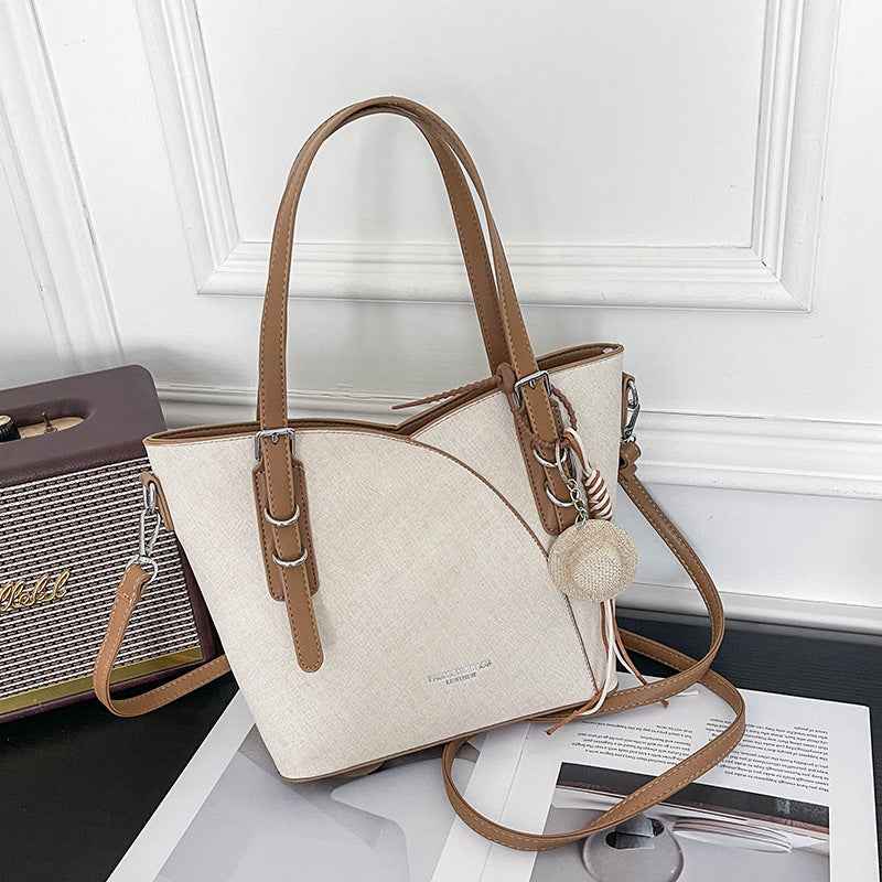 Square PU Leather Tote Bag With Sewing Thread Detail, Large Capacity And Top Handle, Perfect For Autumn
