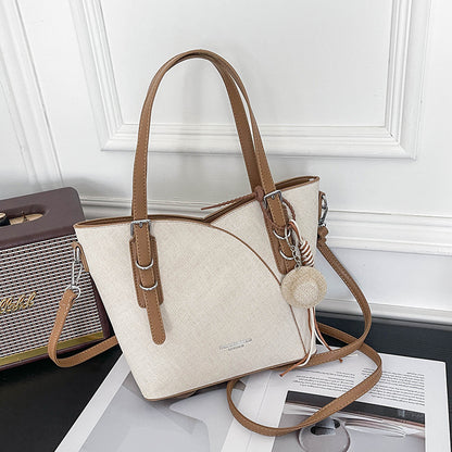 Square PU Leather Tote Bag With Sewing Thread Detail, Large Capacity And Top Handle, Perfect For Autumn