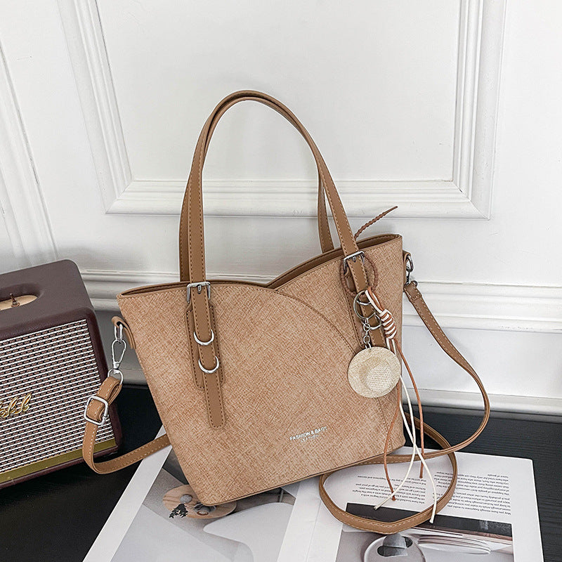 Square PU Leather Tote Bag With Sewing Thread Detail, Large Capacity And Top Handle, Perfect For Autumn