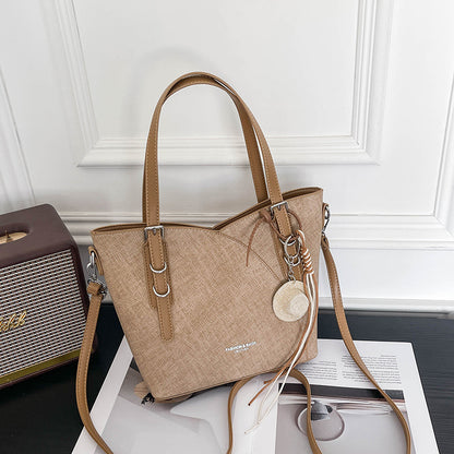 Square PU Leather Tote Bag With Sewing Thread Detail, Large Capacity And Top Handle, Perfect For Autumn