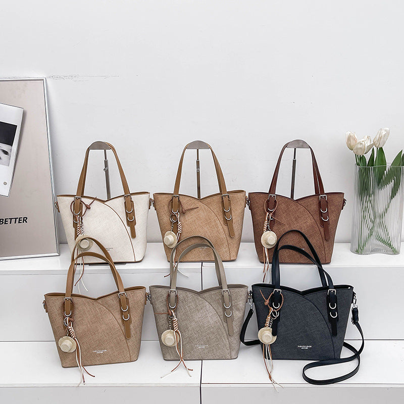 Square PU Leather Tote Bag With Sewing Thread Detail, Large Capacity And Top Handle, Perfect For Autumn