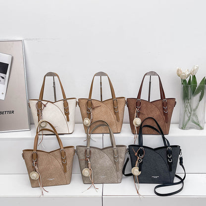 Square PU Leather Tote Bag With Sewing Thread Detail, Large Capacity And Top Handle, Perfect For Autumn