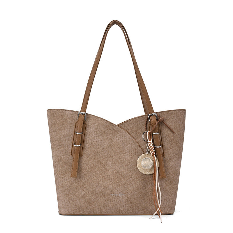 Square PU Leather Tote Bag With Sewing Thread Detail, Large Capacity And Top Handle, Perfect For Autumn