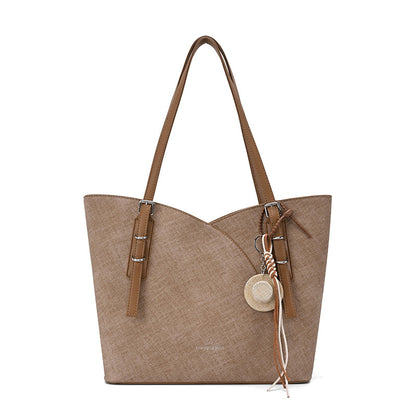 Square PU Leather Tote Bag With Sewing Thread Detail, Large Capacity And Top Handle, Perfect For Autumn