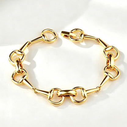 Geometric Copper Bracelet For Women In Rose Gold Featuring Electroplated Gold Plating Process