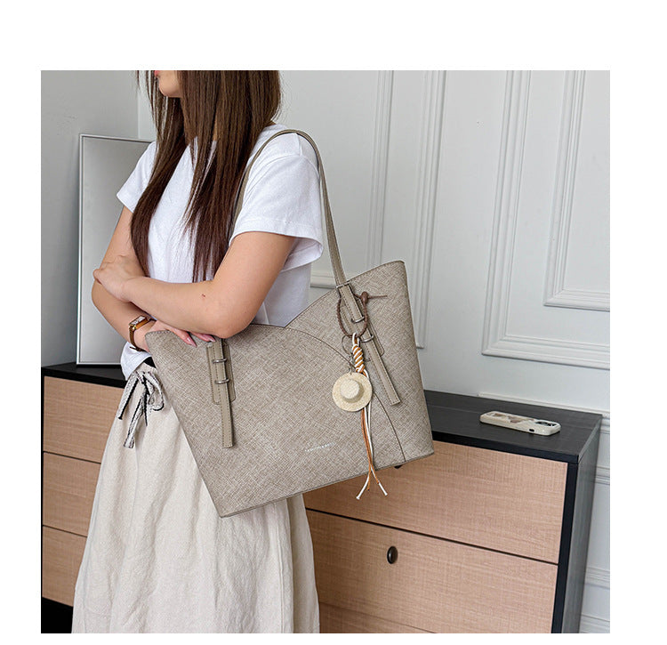 Square PU Leather Tote Bag With Sewing Thread Detail, Large Capacity And Top Handle, Perfect For Autumn