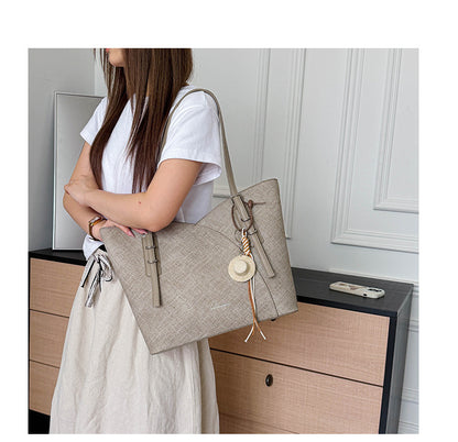 Square PU Leather Tote Bag With Sewing Thread Detail, Large Capacity And Top Handle, Perfect For Autumn