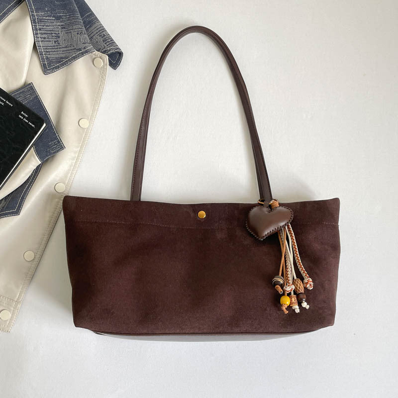 Women’s Splicing Square Tote Bag With Sewing Thread Design, Single Shoulder Strap Underarm Bag For Autumn And Winter