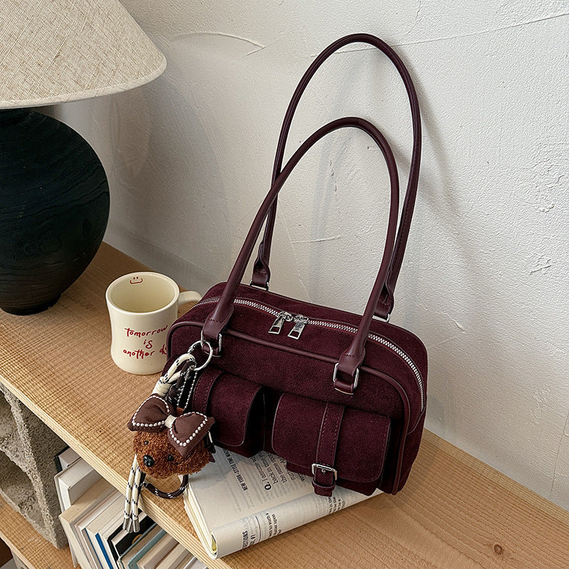 Women’s Underarm Bag In PU Leather Featuring Sewing Thread Fashion Element With Splicing And Pillow Shape, Perfect For Summer