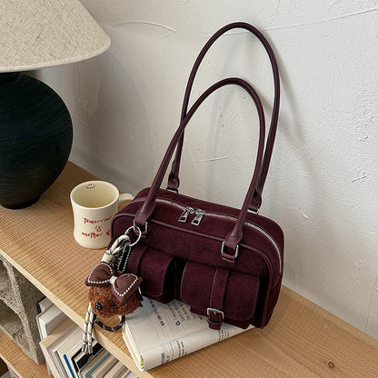 Women’s Underarm Bag In PU Leather Featuring Sewing Thread Fashion Element With Splicing And Pillow Shape, Perfect For Summer