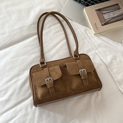 Women’s Underarm Bag In PU Leather Featuring Sewing Thread Fashion Element With Splicing And Pillow Shape, Perfect For Summer