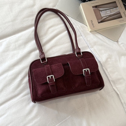 Women’s Underarm Bag In PU Leather Featuring Sewing Thread Fashion Element With Splicing And Pillow Shape, Perfect For Summer