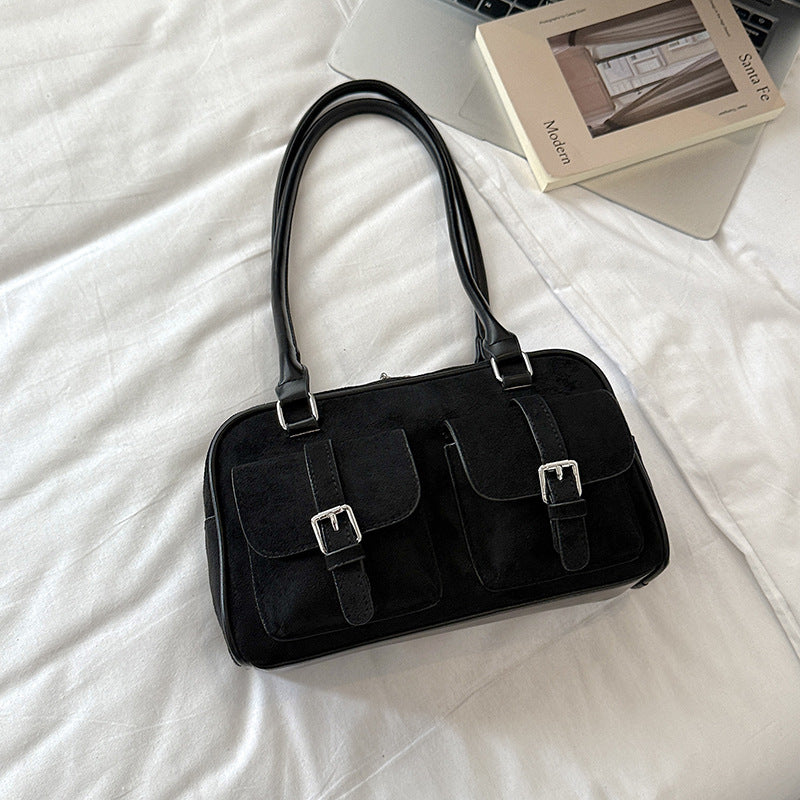 Women’s Underarm Bag In PU Leather Featuring Sewing Thread Fashion Element With Splicing And Pillow Shape, Perfect For Summer
