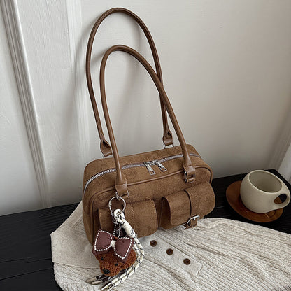 Women’s Underarm Bag In PU Leather Featuring Sewing Thread Fashion Element With Splicing And Pillow Shape, Perfect For Summer