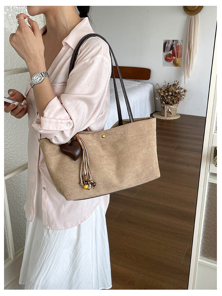 Women’s Splicing Square Tote Bag With Sewing Thread Design, Single Shoulder Strap Underarm Bag For Autumn And Winter