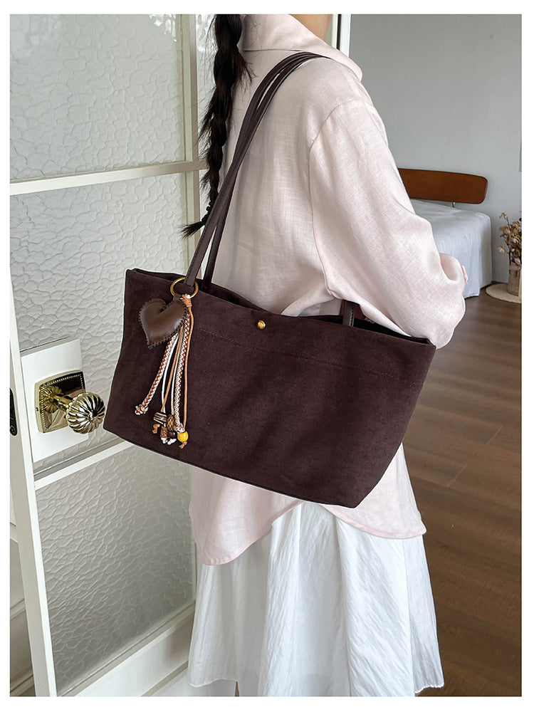 Women’s Splicing Square Tote Bag With Sewing Thread Design, Single Shoulder Strap Underarm Bag For Autumn And Winter