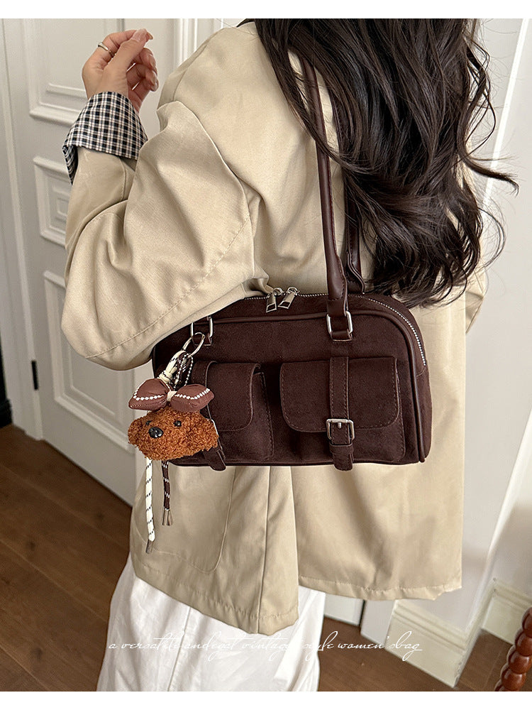 Women’s Underarm Bag In PU Leather Featuring Sewing Thread Fashion Element With Splicing And Pillow Shape, Perfect For Summer