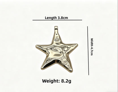 Simple Style Star Pendant In Zinc Alloy With Electroplated Gold Plating, Perfect For Summer Wear