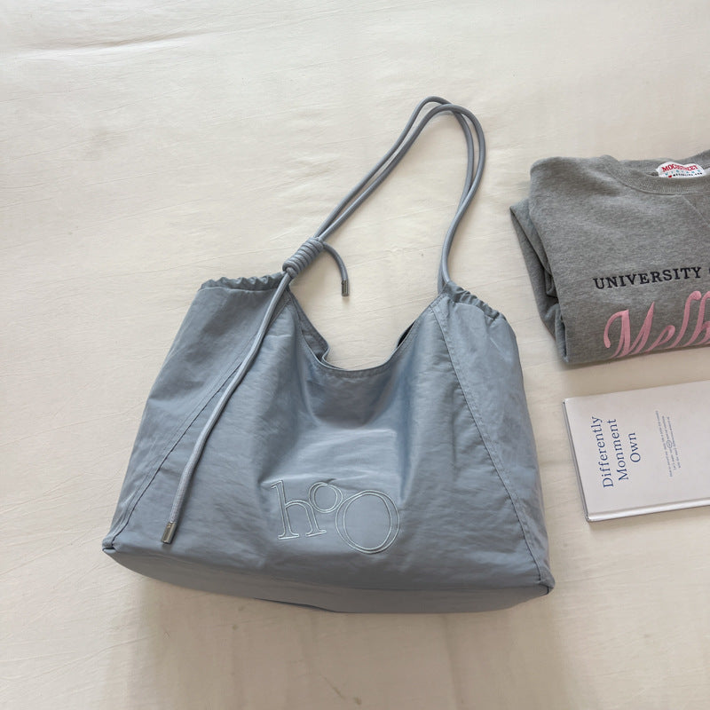 Women’s Square Polyester Tote Bag With Sewing Thread Detail, Single Shoulder Strap, Perfect For Spring And Summer