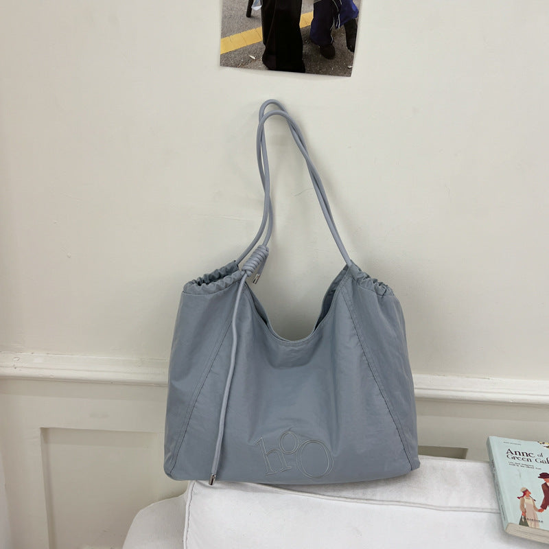 Women’s Square Polyester Tote Bag With Sewing Thread Detail, Single Shoulder Strap, Perfect For Spring And Summer