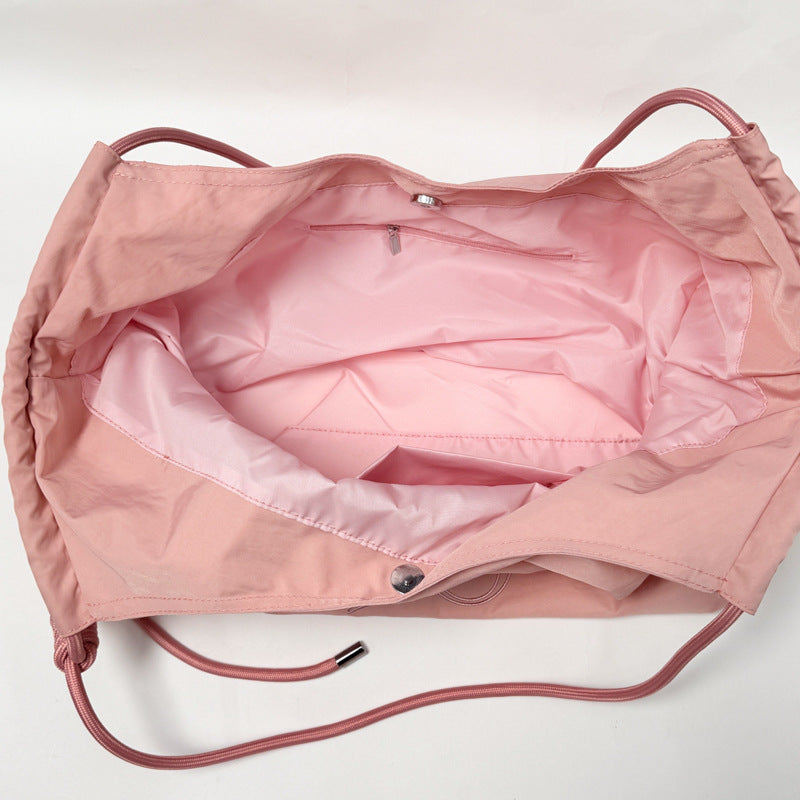 Women’s Square Polyester Tote Bag With Sewing Thread Detail, Single Shoulder Strap, Perfect For Spring And Summer