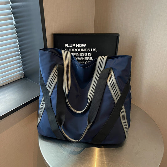 Women’s Square Polyester Tote Bag With Sewing Thread Detail And Single Shoulder Strap, Perfect For Spring And Summer