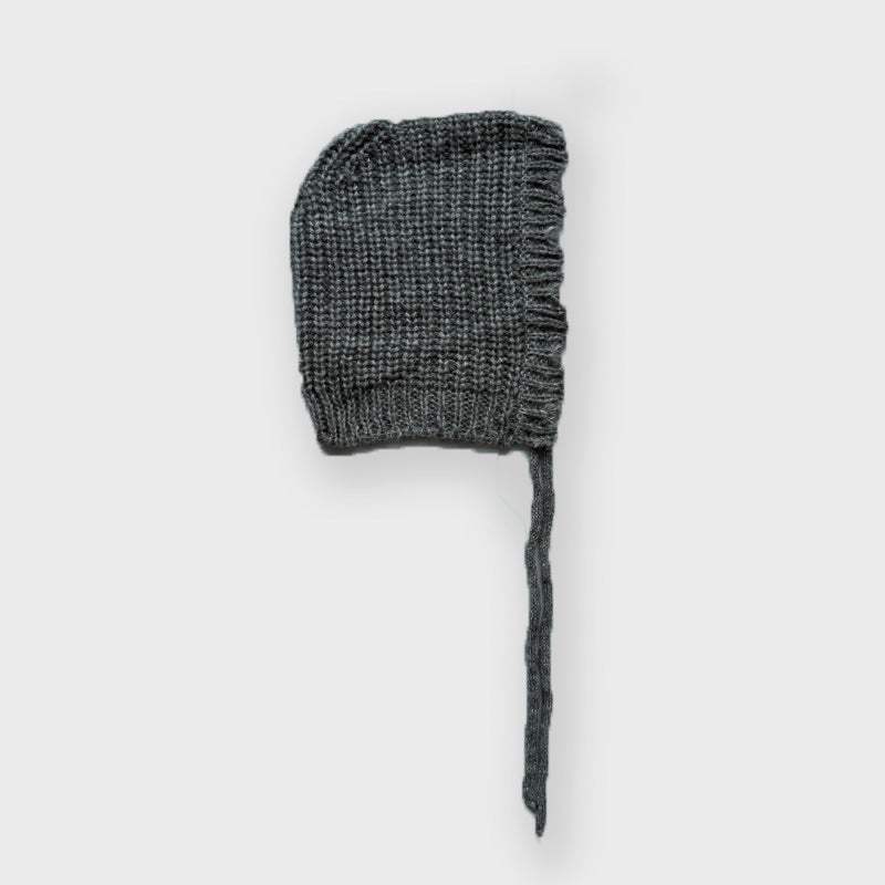 Women's Punk Wool Cap With Lace Detailing, Warm And Brimless Adult Hat