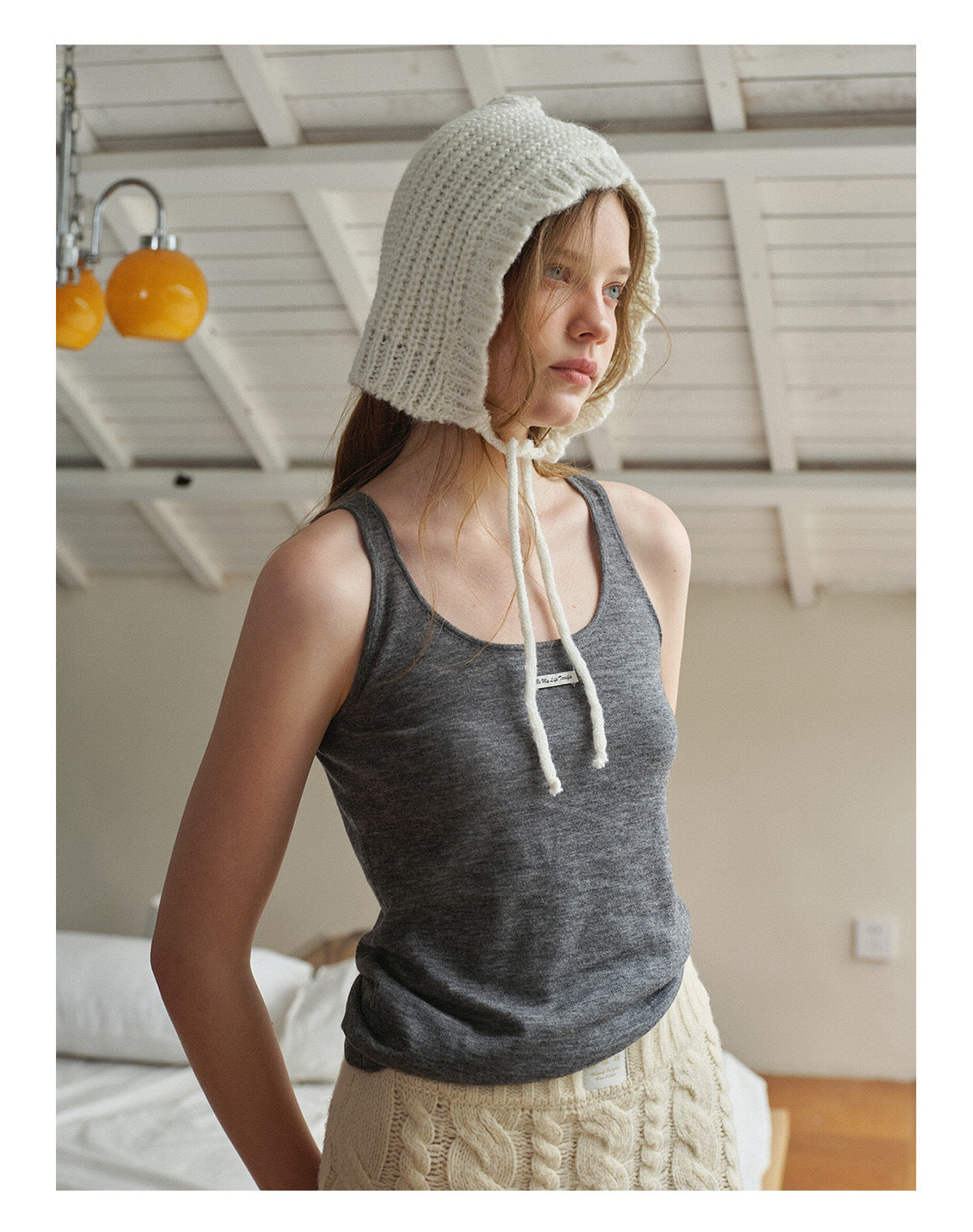 Women's Punk Wool Cap With Lace Detailing, Warm And Brimless Adult Hat