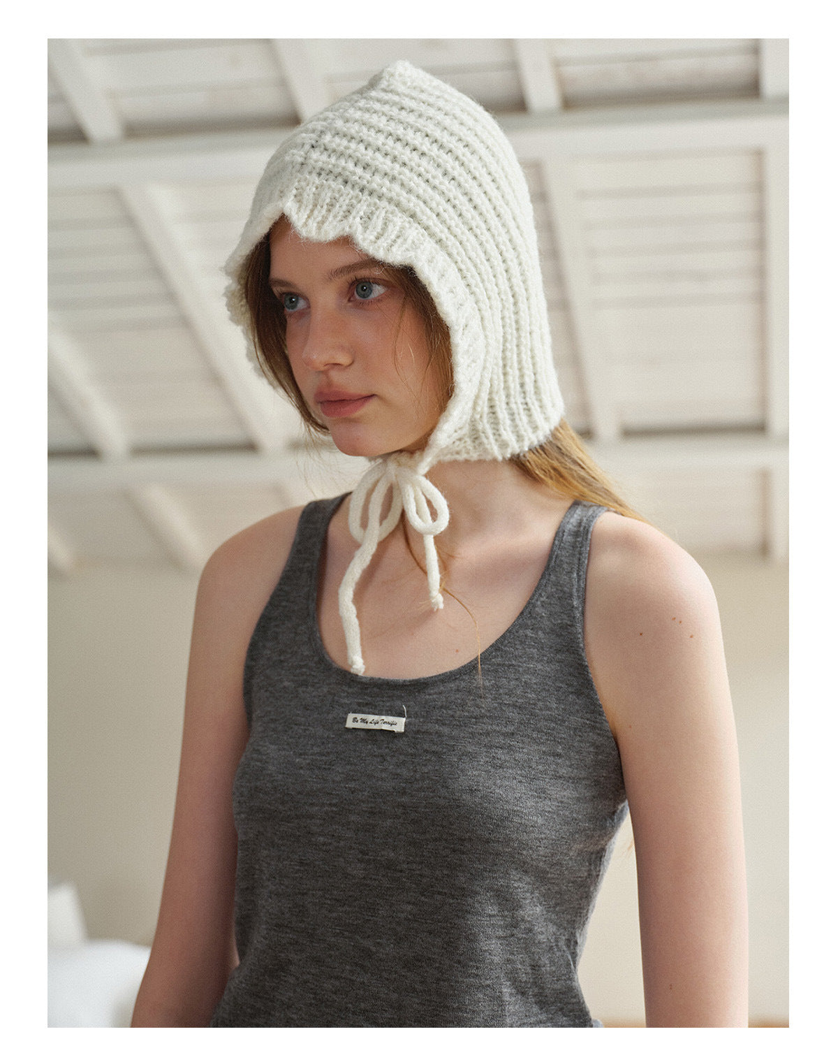 Women's Punk Wool Cap With Lace Detailing, Warm And Brimless Adult Hat