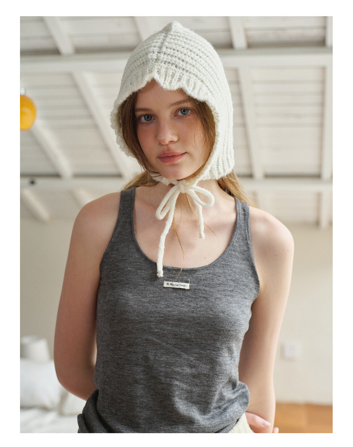 Women's Punk Wool Cap With Lace Detailing, Warm And Brimless Adult Hat