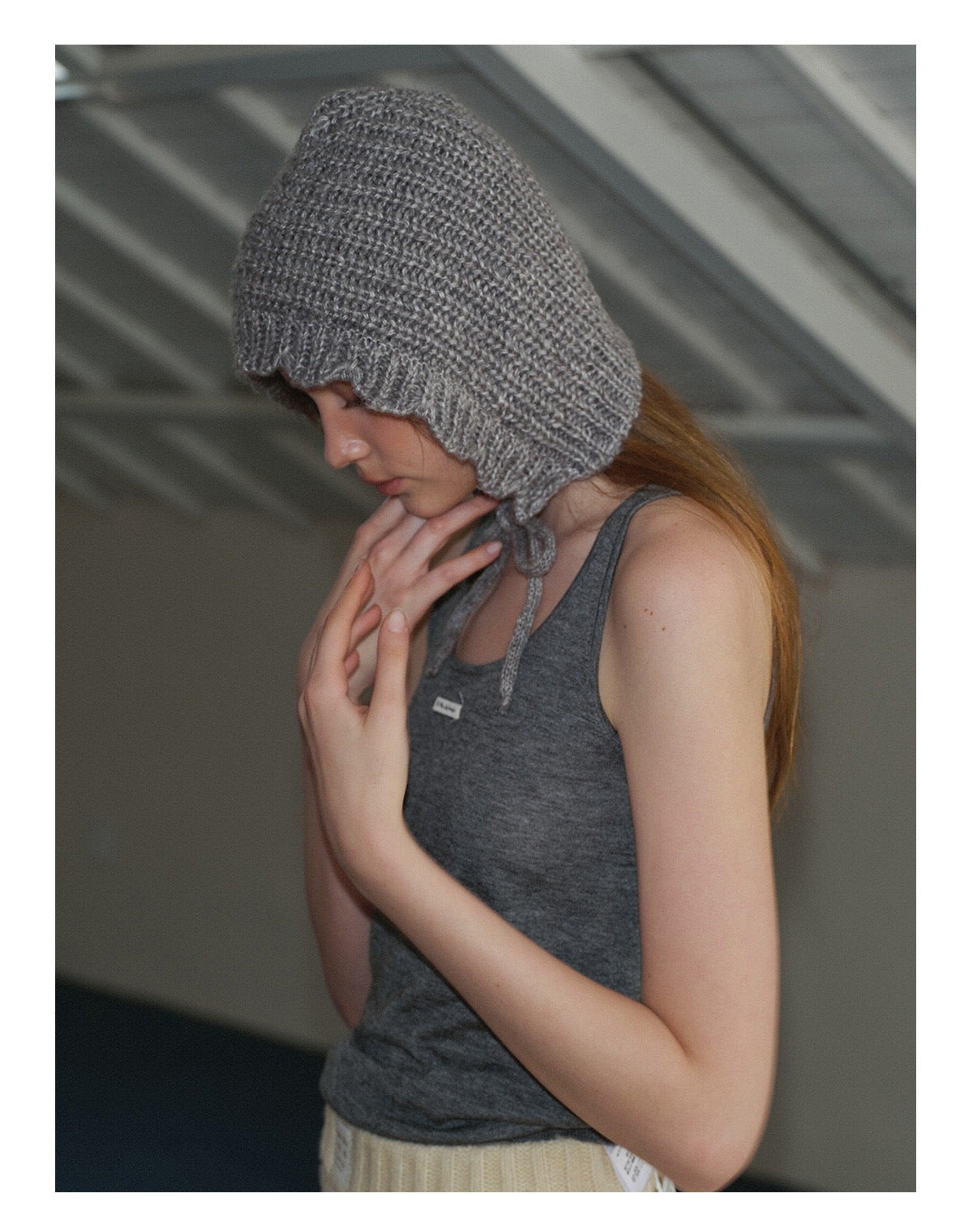 Women's Punk Wool Cap With Lace Detailing, Warm And Brimless Adult Hat