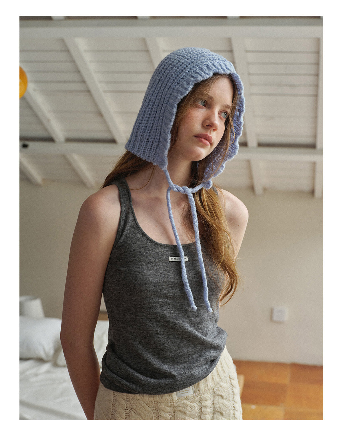 Women's Punk Wool Cap With Lace Detailing, Warm And Brimless Adult Hat