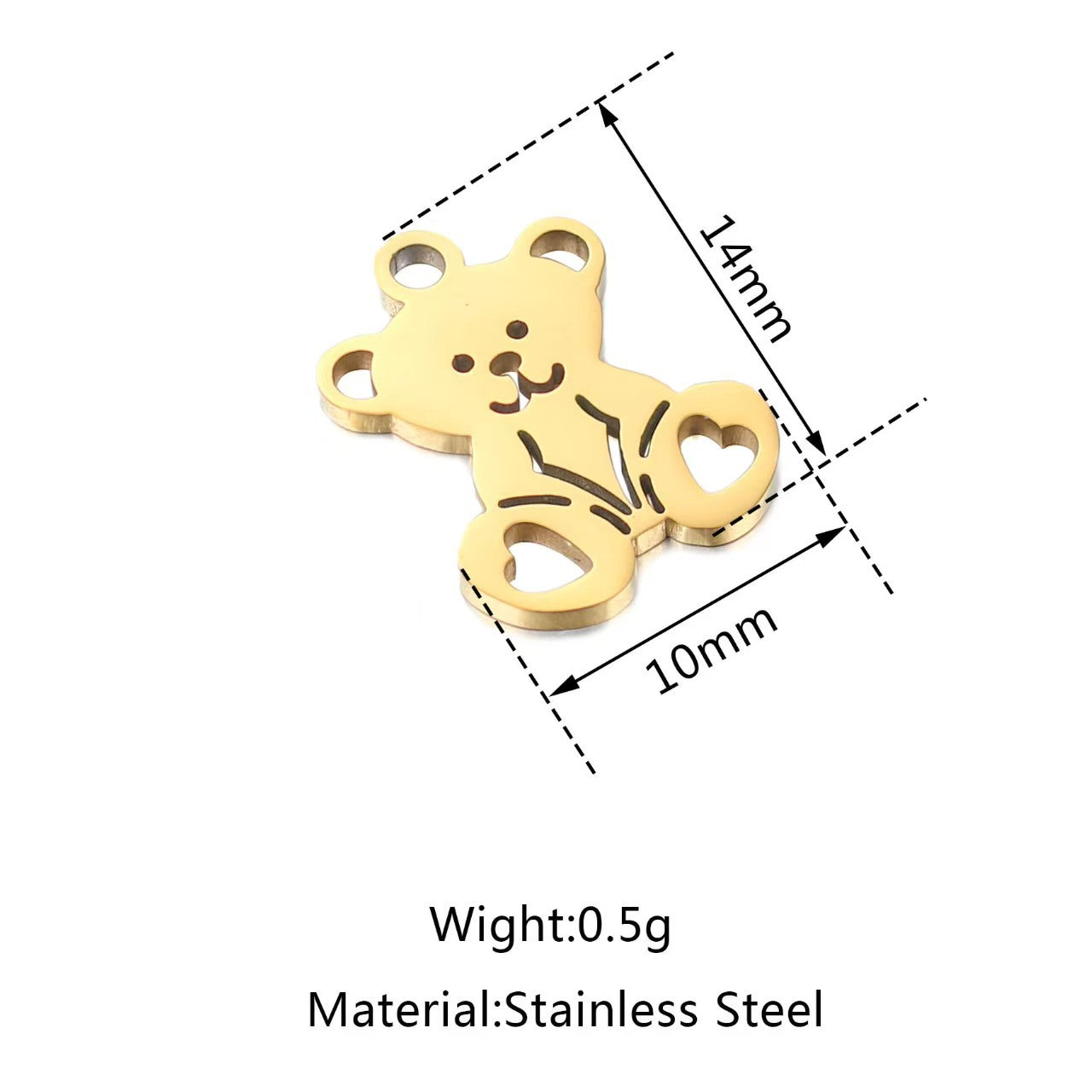 Little Bear Pendant In 304 Stainless Steel With Electroplated Finish, Original Design Jewelry Accessory In Steel Color