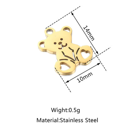 Little Bear Pendant In 304 Stainless Steel With Electroplated Finish, Original Design Jewelry Accessory In Steel Color