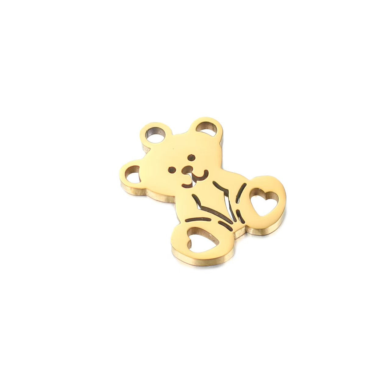 Little Bear Pendant In 304 Stainless Steel With Electroplated Finish, Original Design Jewelry Accessory In Steel Color