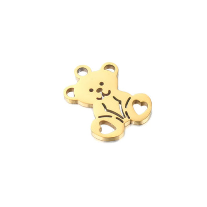 Little Bear Pendant In 304 Stainless Steel With Electroplated Finish, Original Design Jewelry Accessory In Steel Color