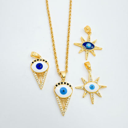 Devil's Eye Copper Pendant For Women In Blue, Perfect For Summer Wear