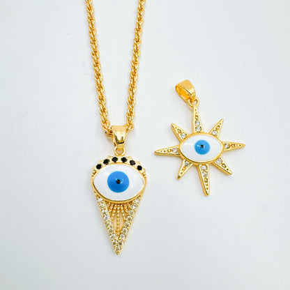 Devil's Eye Copper Pendant For Women In Blue, Perfect For Summer Wear