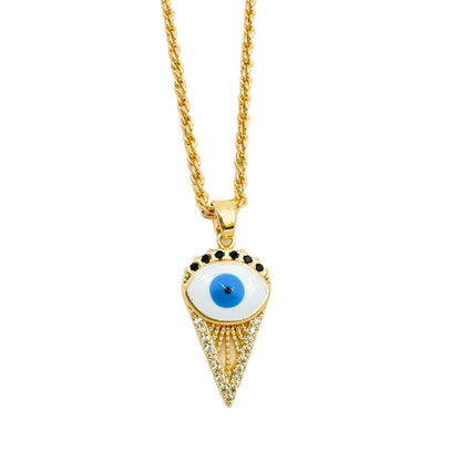 Devil's Eye Copper Pendant For Women In Blue, Perfect For Summer Wear