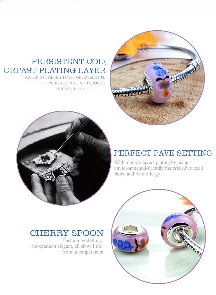 Electroplated Glass Flower Beads For Jewelry Making, Handmade Jewelry Accessories In Colour