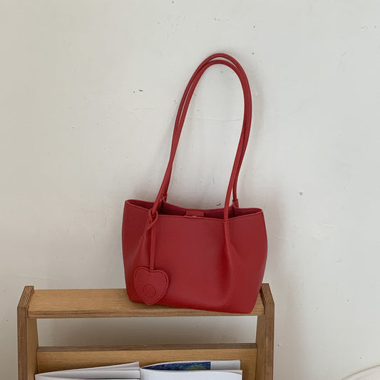 Solid Color Square PU Leather Tote Bag With Braid Design, Single Shoulder Strap, Perfect For Spring And Summer