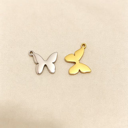 Butterfly Pendant In 304 Stainless Steel With Electroplated Finish, Simple Style Jewelry Accessory In Steel Color