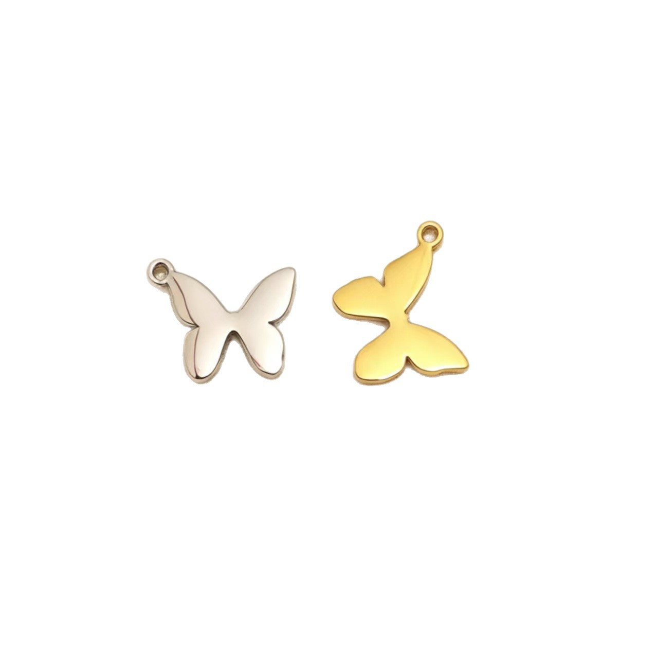 Butterfly Pendant In 304 Stainless Steel With Electroplated Finish, Simple Style Jewelry Accessory In Steel Color